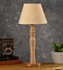 Green Girgit Round Brown Lamp With Taper Off White Cotton Shade