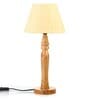Green Girgit Round Brown Lamp With Taper Off White Cotton Shade