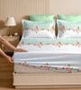 Green Glace Cotton Elastic Fitted King Bedsheet With 2 Pillow Covers