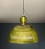 Green Glass Pendant Light with Gold Accent