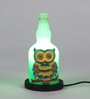 Green Glass Shade Table Lamp with Brown Base