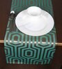 Green Hallway Geometric Cotton Jacquard (96 x 13) Table Runner