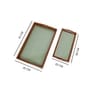 Stylish Green Handcrafted  Wood & PVC (Set of 2) Serving Trays