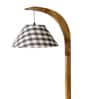 Green Iron & Cloth Shade Club Floor Lamp With Wood Base