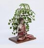 Green Iron Budha With Tree Religious Idol