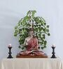 Green Iron Budha With Tree Religious Idol