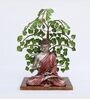 Green Iron Budha With Tree Religious Idol