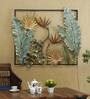 Wrought Iron Floral Frame In Green With LED Wall Art