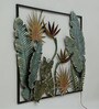 Wrought Iron Floral Frame In Green With LED Wall Art