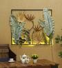 Wrought Iron Floral Frame In Green With LED Wall Art