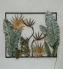 Wrought Iron Floral Frame In Green With LED Wall Art
