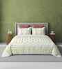 Green Jaipuri Blockprint 250 TC Pure Cotton King Sized Double Bedsheet with 2 Pillow Covers