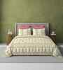 Green Jaipuri Blockprint 250 TC Pure Cotton King Sized Double Bedsheet with 2 Pillow Covers