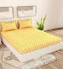 Yellow Abstract 120 TC Cotton Queen Sized Bedsheet with 2 Pillow Cover