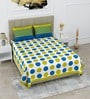 Blue Geometric 120 TC Cotton Queen Sized Bedsheet with 2 Pillow Cover