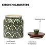 Green Jodhpuri Hand Painted Ceramic Jar with Wooden Lid Set of 2