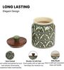 Green Jodhpuri Hand Painted Ceramic Jar with Wooden Lid Set of 2