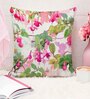 Pink and Green Jute Floral 16x16 inches Cushion Covers (Pack of 5)
