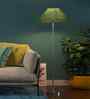 Green Jute Coolie Shade Floor Lamp Steel Base