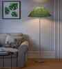 Green Jute Coolie Shade Floor Lamp Steel Base