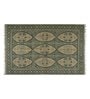 Green Jute Cotton Screen Printed Hand Woven 8 x 5 Feet Dhurrie