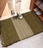 Green Jute Reversible Hand Woven 4 x 2 Feet Dhurrie