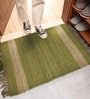Green Jute Reversible Hand Woven 4 x 2 Feet Dhurrie