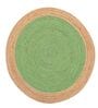 Green Solid Jute 3 ft x 3 ft Hand Woven Round Carpet