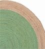 Green Solid Jute 3 ft x 3 ft Hand Woven Round Carpet