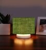Green Jute Table Lamp with White wood base -34