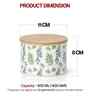 Green Leaf Printed Metal Airtight Containers With Wooden Lids Set Of 2