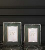 Green Leather & Metal Weave Wall And Tabletop Photo Frame 5X7Inches