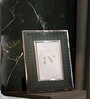 Green Leather & Metal Weave Wall And Tabletop Photo Frame 5X7Inches