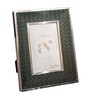 Green Leather & Metal Weave Wall And Tabletop Photo Frame 5X7Inches