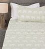 Green Mandala Elephant Print 210 TC 100% Cotton Superking Bedsheet with 2 Pillow Covers