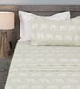 Green Mandala Elephant Print 210 TC 100% Cotton Superking Bedsheet with 2 Pillow Covers