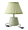 Green Matte Finish Table Lamp with Linear Stripe Shade