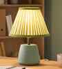 Green Matte Finish Table Lamp with Linear Stripe Shade