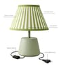 Green Matte Finish Table Lamp with Linear Stripe Shade