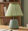 Green Matte Finish Table Lamp with Linear Stripe Shade