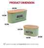 Green Metal Bread & Butter Box Set With Wooden Lids