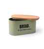 Green Metal Bread Box With Wooden Lid