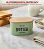 Green Metal Butter Box With Wooden Lid