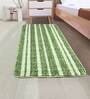 Green Microfibre 39 x 20 Inches Machine Made Floor Runner
