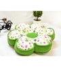 Green Microfiber and Velvet 24 x 24 Inch Flower Shape Floor Cushion