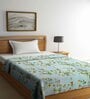 Green Microfiber Floral 250 GSM Single Blanket