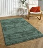 Green Solid Microfibre 4 ft x 6 ft Machine Made Carpet