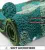 Green Floral Microfibre 24X16 Inches Anti-Skid Bath Mat
