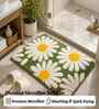 Green Floral Microfibre 24X16 Inches Anti-Skid Bath Mat