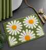 Green Floral Microfibre 24X16 Inches Anti-Skid Bath Mat